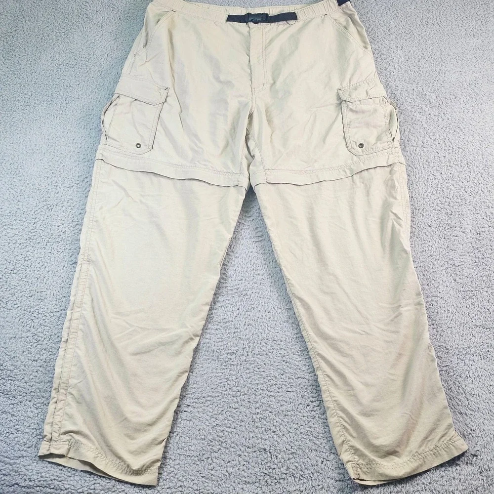 REI Pants Mens 36x32 Beige Nylon Convertible Cargo Hiking Outdoor Travel